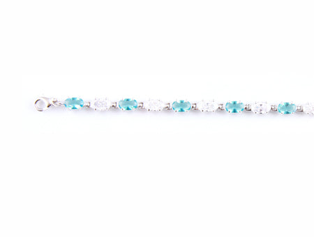 Aqua & Clear CZ Bracelet - Sterling Silver