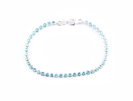 Aqua CZ Bracelet - Sterling Silver