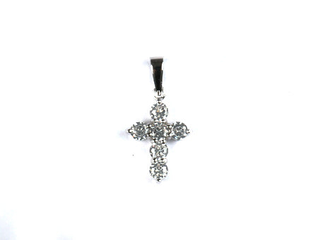 Brilliant Cut Cross CZ Pendant - Sterling Silver