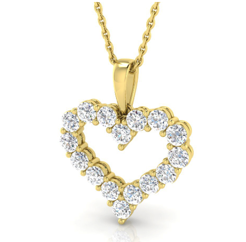 Heart Necklace Lab Diamond 0.99ct - 9ct Gold