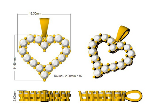 Heart Necklace Lab Diamond 0.99ct - 9ct Gold