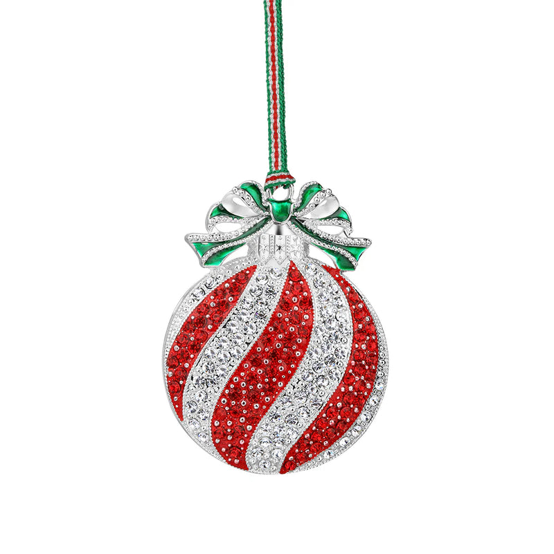 Red & Clear Stone Bauble Christmas Tree Decoration - Newbridge Silverware