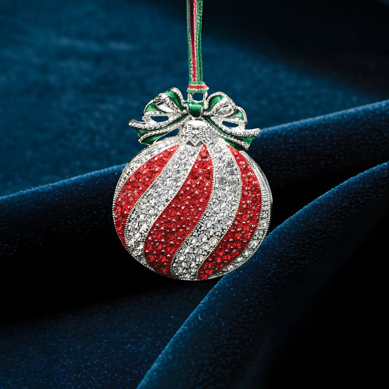 Red & Clear Stone Bauble Christmas Tree Decoration - Newbridge Silverware