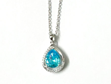Birthstone Necklace CZ - Sterling Silver