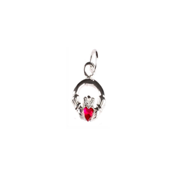 Ruby Claddagh Pendant - Sterling Silver