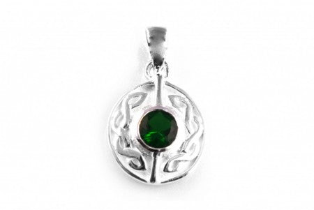 Emerald Celtic Pendant - Sterling Silver