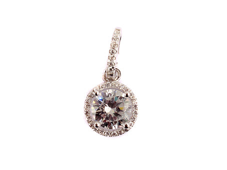 Round CZ Pendant - Sterling Silver