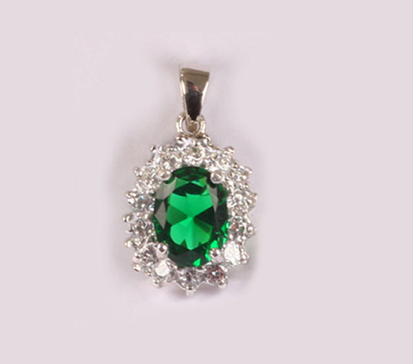 Emerald CZ Necklace - Sterling Silver