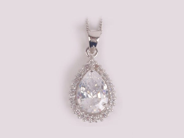 Clear CZ Pendant - Sterling Silver