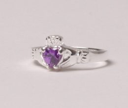 Claddagh Birthstone Rings - Sterling Silver