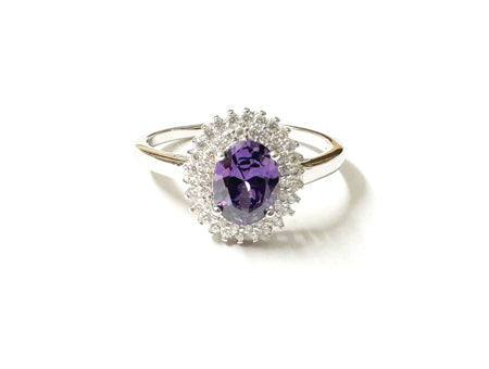 Halo CZ Ring - Sterling Silver