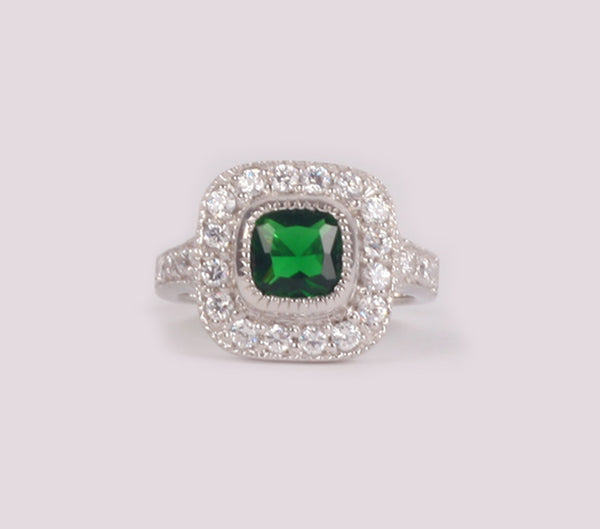 Emerald CZ Ring - Sterling Silver