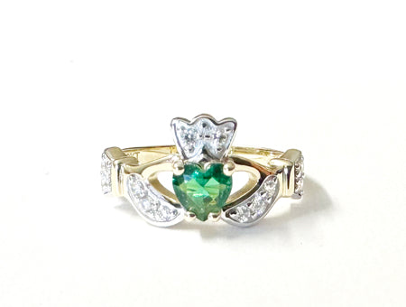 Claddagh CZ Ring - 9ct Yellow Gold