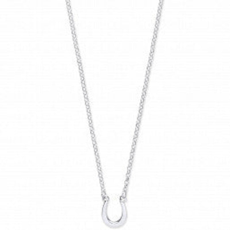 Lucky Horseshoe Necklace 16"+ 2" Extension - Silver