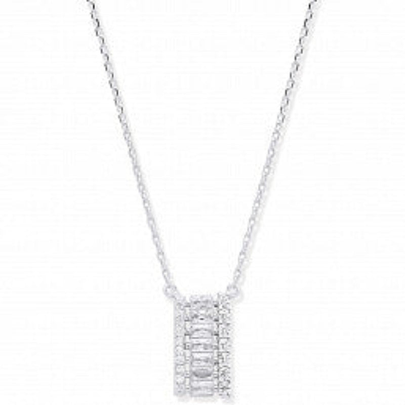 Asymmetric CZ Pendant Necklace - Sterling Silver
