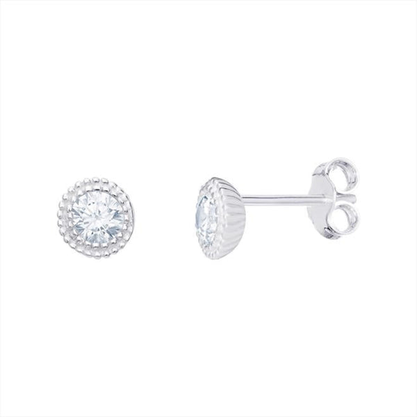 Cubic Zirconia Stud Style Earrings - Sterling Silver