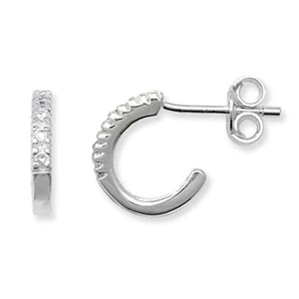Cubic Zirconia Open Hoop Earrings - Sterling Silver