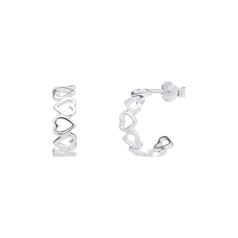 Heart Hoop Earrings - Sterling Silver