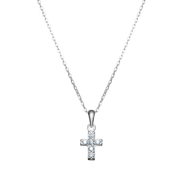 Cubic Zirconia Cross Necklace - Sterling Silver