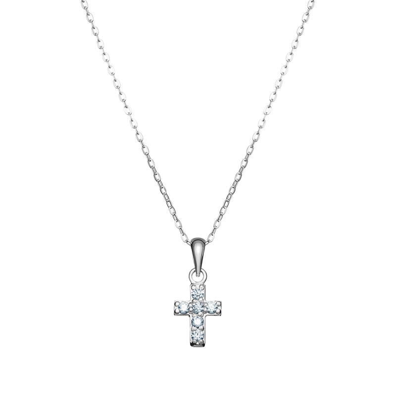 Cubic Zirconia Cross Necklace - Sterling Silver