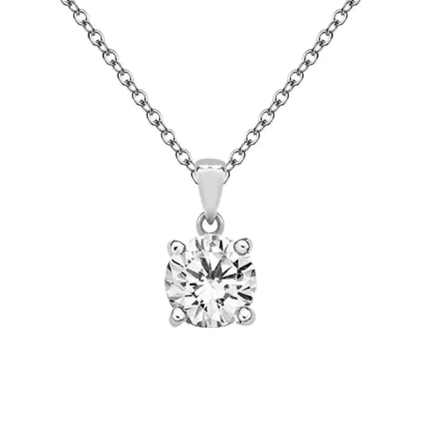 8mm Round Cubic Zirconia Pendant - Sterling Silver