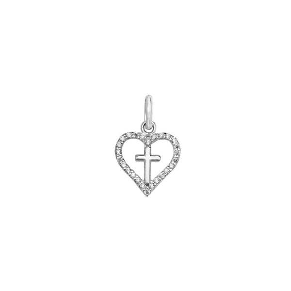 Heart Pendant With Cross - Sterling Silver