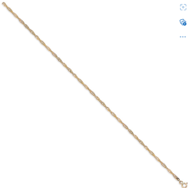 9ct Yellow Gold Hollow Singapore Anklet