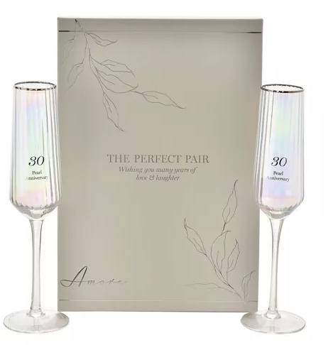 Amore Set of 2 Flute Glasses - 30th Anniversary