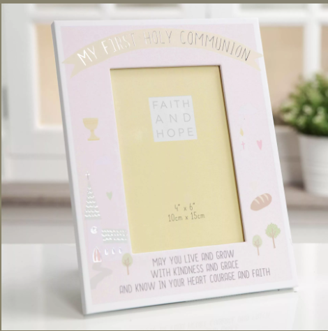 4" x 6" Faith  & Hope Pink First Communion Photo Frame