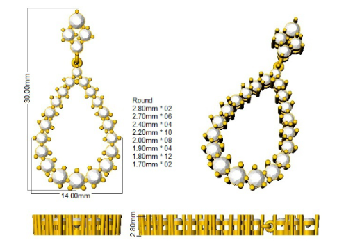Teardrop Earrings Lab Diamond - 9ct Yellow Gold
