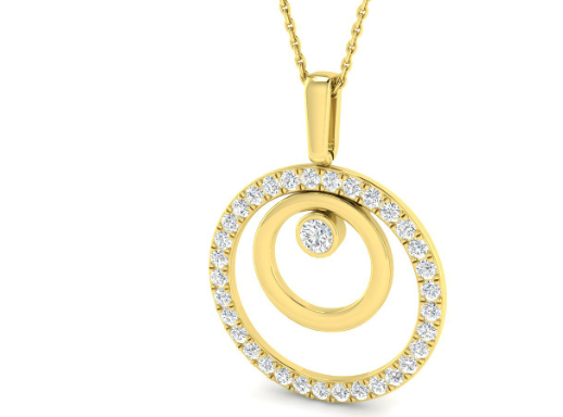 Interlocking Circles Necklace Lab Diamond - 9ct Yellow Gold
