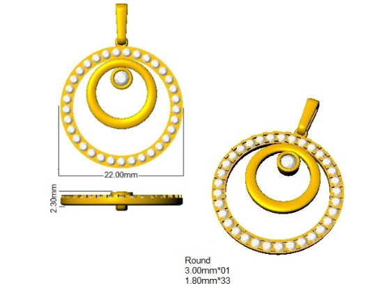 Interlocking Circles Necklace Lab Diamond - 9ct Yellow Gold