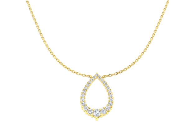 Teardrop Necklace Lab Diamond - 9ct Yellow Gold
