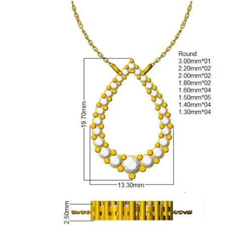 Teardrop Necklace Lab Diamond - 9ct Yellow Gold