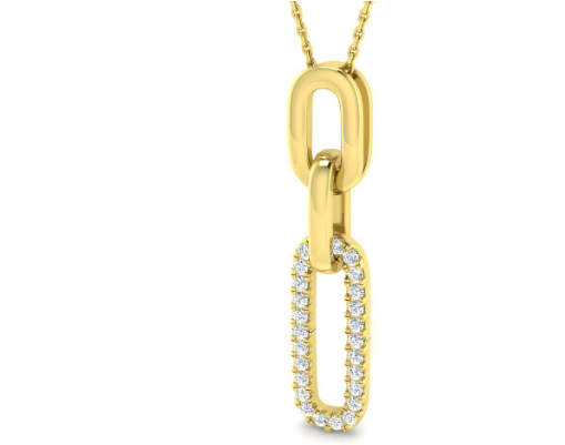 Paper link Necklace Lab Diamond - 9ct Yellow Gold