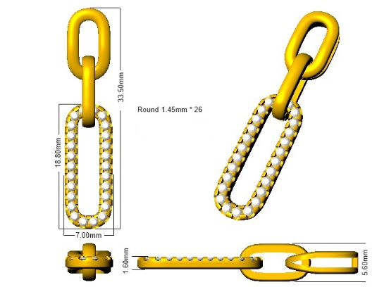 Paper link Necklace Lab Diamond - 9ct Yellow Gold