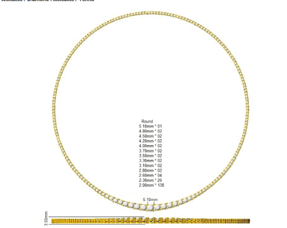 Tennis Style Necklace Lab Diamond - 9ct White Gold