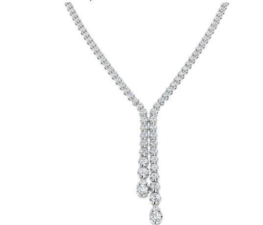 Tennis Style Necklace Lab Diamond - 9ct White Gold