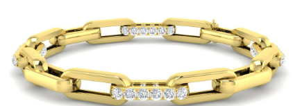 Paper Clip Bracelet Lab Grown Diamond - 9ct Yellow Gold
