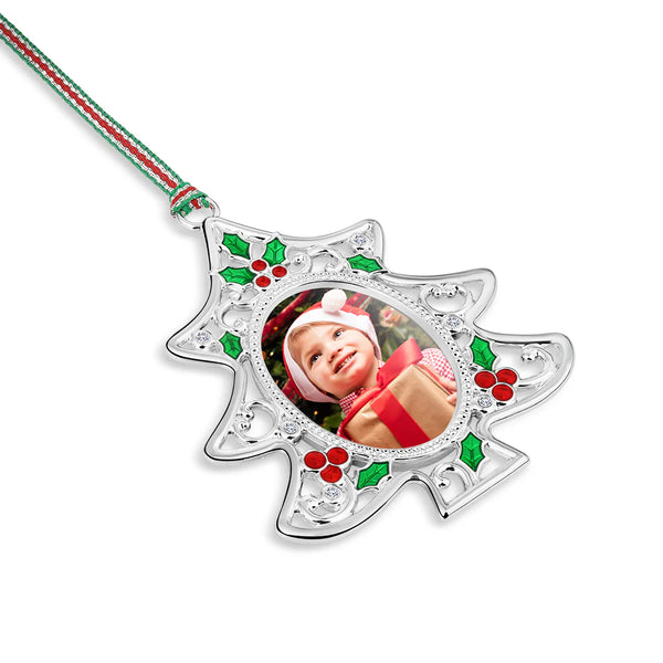 Holly Christmas Tree Photo Frame Decoration - Newbridge Silverware