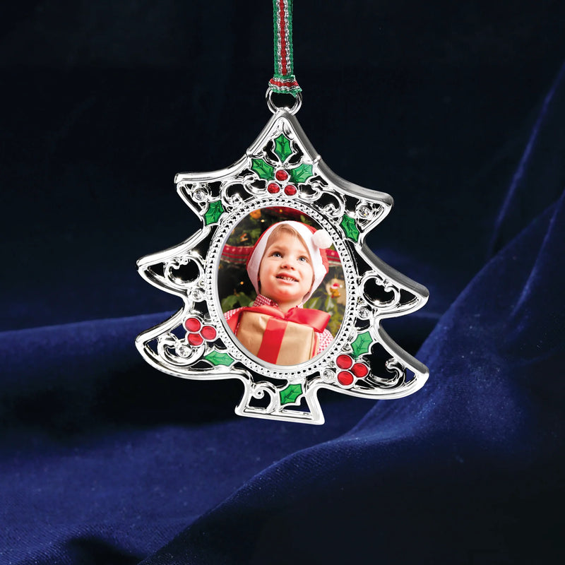 Holly Christmas Tree Photo Frame Decoration - Newbridge Silverware