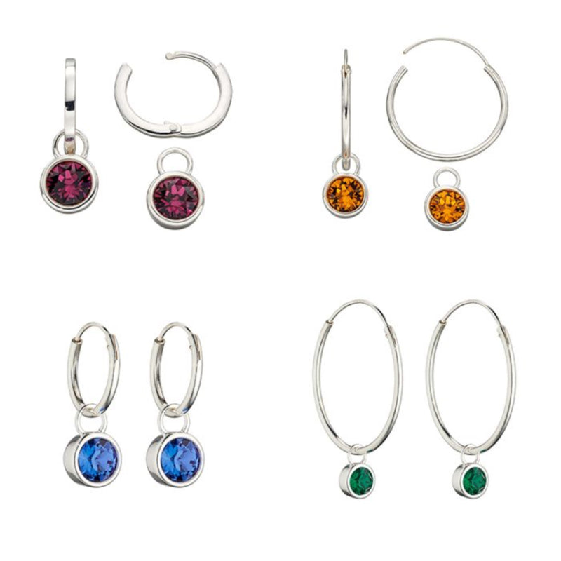 Crystal Birthstone Hoop Earring Charms
