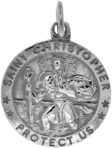 St. Christopher Medal Pendant (16mm) - Sterling Silver