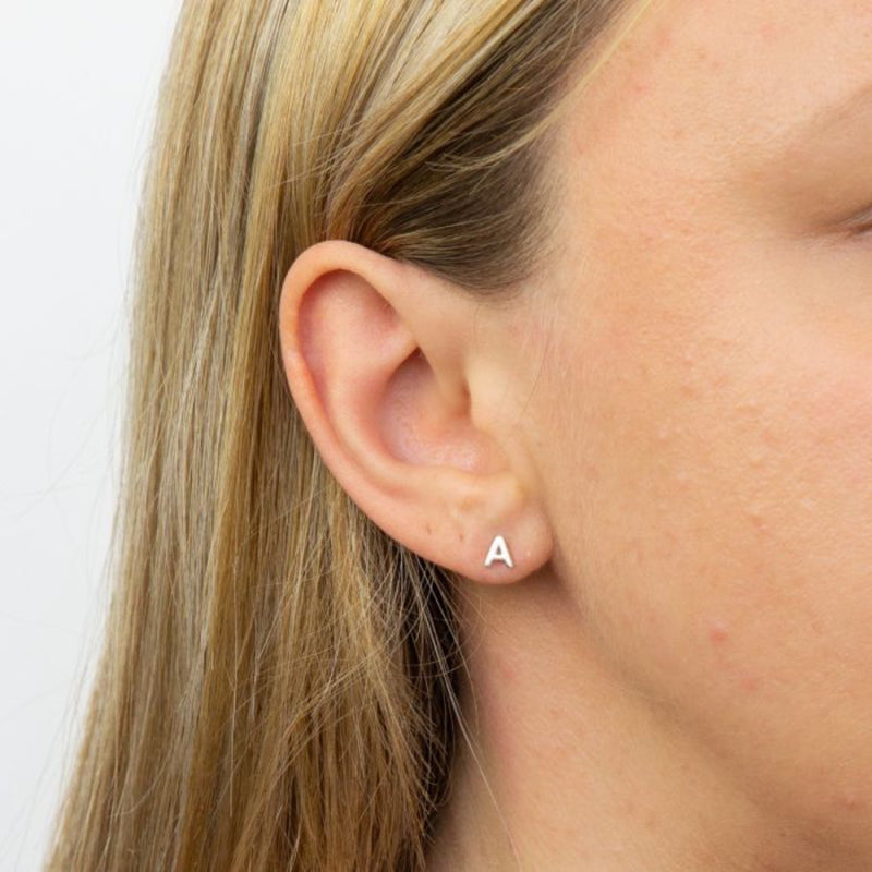 Initial Earrings - Sterling Silver