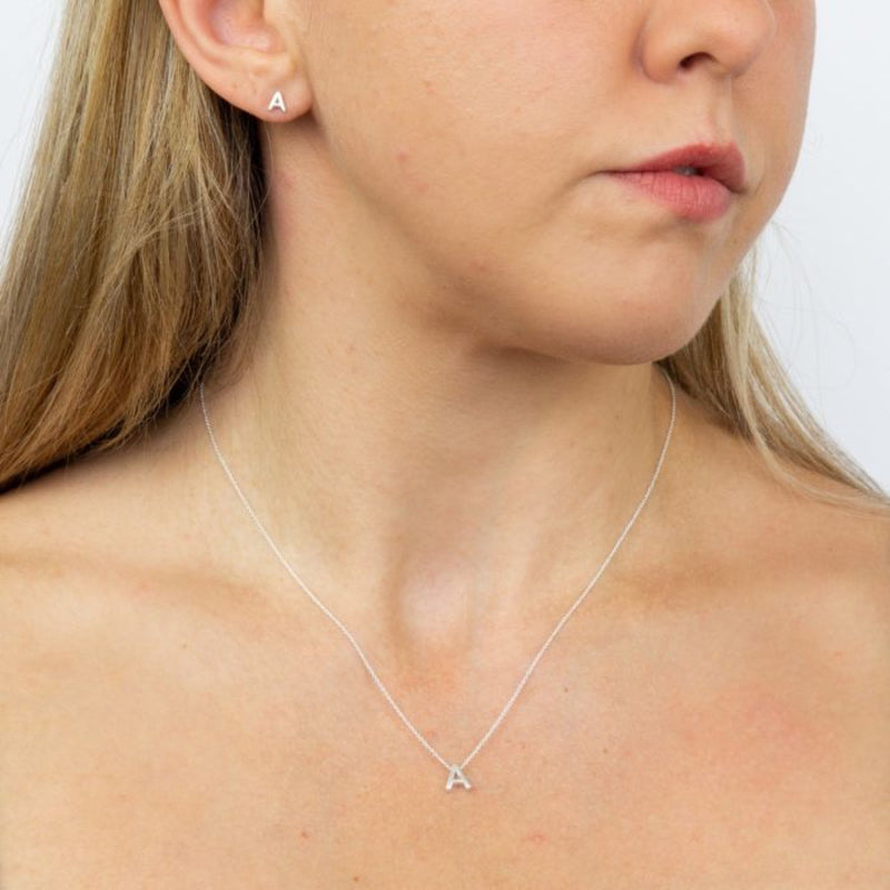 Initial Earrings - Sterling Silver