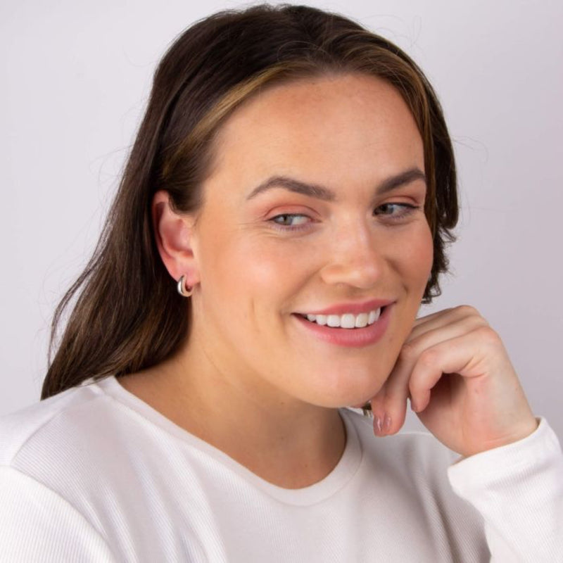 Rounded Huggie Hoop Earrings