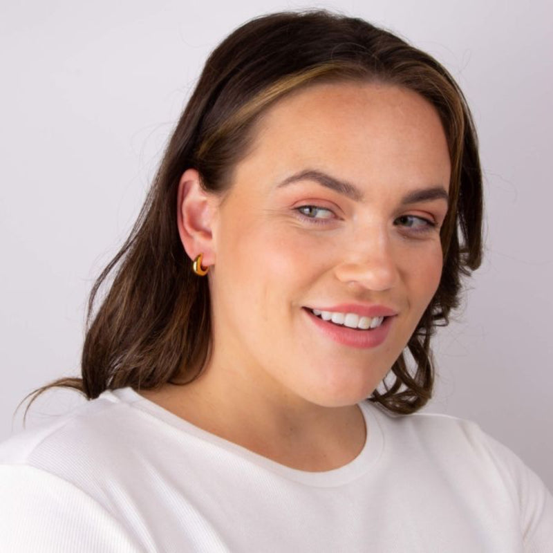 Rounded Huggie Hoop Earrings