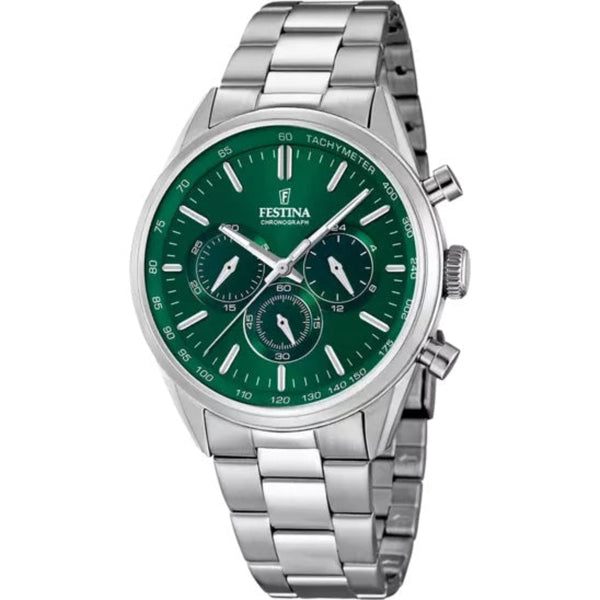 FESTINA GENTS CHRONOGRAPH GREEN DIAL WATCH