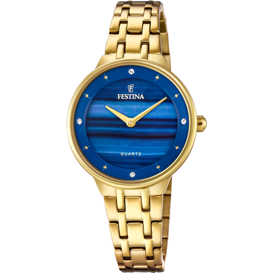 FESTINA LADIES BLUE DIAL GOLD B/LET WATCH