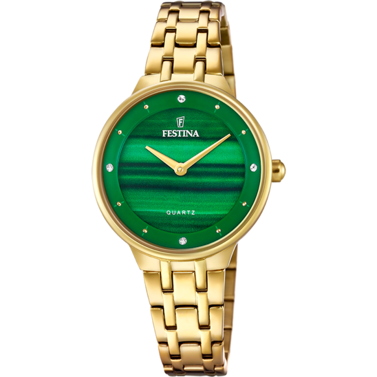 FESTINA LADIES GREEN DIAL GOLD B/LET WATCH